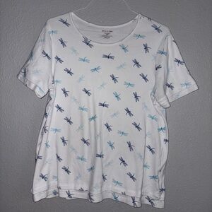 White Stag T-Shirt with Dragonfly Print